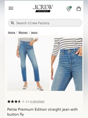 J.Crew Factory Women’s Premium Edition Straight Jeans in Medium Blue size 34